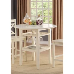Tartys Counter Height Drop Leaf Dining Table Wood/Cream - Acme Furniture