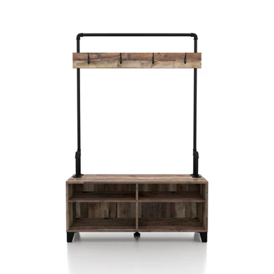 Lebarone Industrial 4 Shelf Hall Tree Reclaimed Barnwood - HOMES: Inside + Out 4 Lebarone Industrial 4 Shelf Hall Tree Reclaimed Barnwood - HOMES: Inside + Out - Image 4