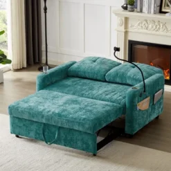 Chenille Pull-out Sofa,Couch With Adjustable Backrest,2 Cup Holders,Phone Holder,3 Charging Ports And Side Storage Pockets-Maison Boucle 16 Chenille Pull-out Sofa,Couch With Adjustable Backrest,2 Cup Holders,Phone Holder,3 Charging Ports And Side Storage Pockets-Maison Boucle -Baxton Studio Shop GUEST 2c57f605 c540 47a1 ad21 41e5be811c55