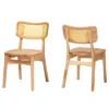 Baxton Studio 2pc Tadeo Wood And Rattan Dining Chair Set Oak Brown/Light Brown: Rubberwood Frame, Spot Clean