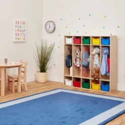 ECR4Kids Birch Streamline 5-Section School Coat Locker W 10 Bins, Storage With Hooks -Baxton Studio Shop GUEST 2caa4594 b69a 4d36 a801 250264180685