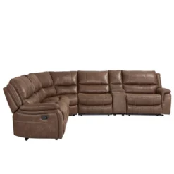 Steve Silver Co. 6pc Lehi Manual Reclining Sectional Sofas Cocoa Brown: Faux Leather, USB Port, Storage -Baxton Studio Shop GUEST 2cf35cfb fb4f 43b0 b05d ed33a1a83929