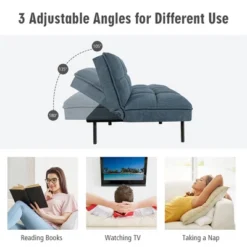 Costway Modern Convertible Futon Sofa Bed Linen Fabric Folding Couch Recliner GreyAquamarineBlue -Baxton Studio Shop GUEST 2d1b06e3 413a 4ee1 9336 559cf374f429