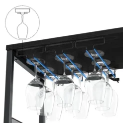 Corner Wine Rack, 3-Tier Freestanding Bar Cabinet For Kitchen, Living Room - 69x35x92cm With Glass Holder & Mesh Door -Baxton Studio Shop GUEST 2d1bdcc9 fc5d 4adb b3ca 283f368ba24d