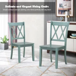Costway Set Of 2 Wood Dining Chair Cross Back Dining Room Side Chair Mint Green Home Kitchen -Baxton Studio Shop GUEST 2d43a585 f25f 4de5 9129 3775e2010000