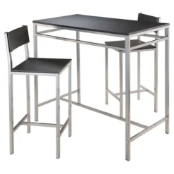 3pc Hanley Counter Height Dining Set With 2 Stools Metal/Black/Slate Gray - Winsome