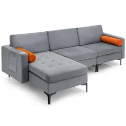 Costway Modular L-shaped Sectional Sofa With Reversible Chaise & 2 USB Ports Ash Grey -Baxton Studio Shop GUEST 2d710df2 676a 4c60 a5ec 514784cee922