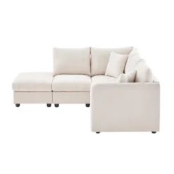 89" Modern L-Shaped Sectional Sofa With Vertical Stripes, 5-Seat Sofa Couch With Convertible Ottoman 4W - ModernLuxe -Baxton Studio Shop GUEST 2d791685 930a 4e8e a547 109aa7eb4ea5