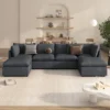 136.2"W Modern Large U-Shape Sectional Sofa, Convertible Sectional Sofa With Removable Ottomans For Living Room,Spacious Space - ModernLuxe