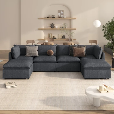 136.2"W Modern Large U-Shape Sectional Sofa, Convertible Sectional Sofa With Removable Ottomans For Living Room,Spacious Space - ModernLuxe 1 136.2"W Modern Large U-Shape Sectional Sofa, Convertible Sectional Sofa With Removable Ottomans For Living Room,Spacious Space - ModernLuxe