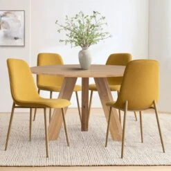 Set Of 4 Dining Chairs With Back, Upholstered Modern Accent Chairs With Metal Wood-Look Legs For Dining Room-Maison Boucle 25 Set Of 4 Dining Chairs With Back, Upholstered Modern Accent Chairs With Metal Wood-Look Legs For Dining Room-Maison Boucle -Baxton Studio Shop GUEST 2d9263a4 6e0c 453c a161 b7bf9e31f58d