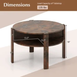 Tangkula 29.5" 2-Tier Round Coffee Table W/ Storage 4 Shelves Faux Wooden Top -Baxton Studio Shop GUEST 2db830b3 9058 4de8 a2db 4898ae1ecaa6