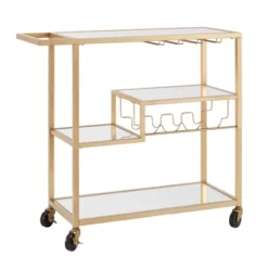 Estelle Step Tier Metal And Glass Bar Cart - Inspire Q 19 Estelle Step Tier Metal And Glass Bar Cart - Inspire Q -Baxton Studio Shop GUEST 2db9e03b 6b39 4a1f 9eae 0be4db153354
