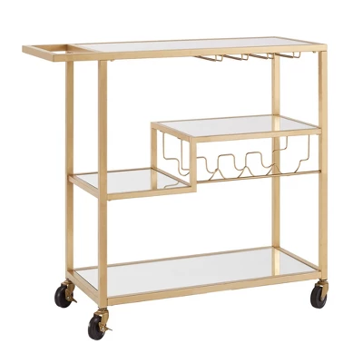 Estelle Step Tier Metal And Glass Bar Cart - Inspire Q 10 Estelle Step Tier Metal And Glass Bar Cart - Inspire Q - Image 10