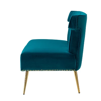 Cadmus 46" Modern Velvet Armless Loveseat With Channel-tufted Wingback For Living Room And Drawing Room| KARAT HOME 2 Cadmus 46" Modern Velvet Armless Loveseat With Channel-tufted Wingback For Living Room And Drawing Room| KARAT HOME - Image 2