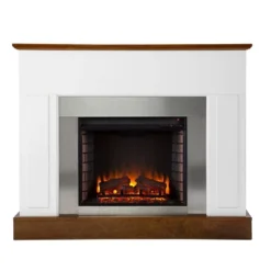 Cerkby Industrial Fireplace White/Dark Tobacco - Aiden Lane -Baxton Studio Shop GUEST 2e0b9aa9 09bc 4335 9b04 41a845623b22