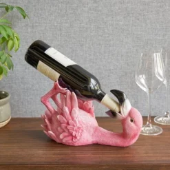 True Flamingo Polyresin Wine Bottle Holder Set Of 1, Pink, Holds 1 Standard Wine Bottle, Pink -Baxton Studio Shop GUEST 2e3572d0 e3b2 4eb8 a862 9cc7ebd06719
