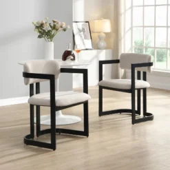 Christopher Knight Home Celica Modern Faux Wood Finish Upholstered Metal Dining Chairs (Set Of 2) -Baxton Studio Shop GUEST 2e3e2ce5 95ca 4f79 9385 4fc68b12b1f8