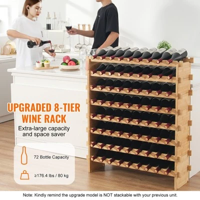 VEVOR 72 Bottle Upgrade Modular Wine Rack, Continuously Store Pinot Bottles, 8-Tier Bamboo Wood Storage Rack, Floor Freestanding Wines Holder Display 2 VEVOR 72 Bottle Upgrade Modular Wine Rack, Continuously Store Pinot Bottles, 8-Tier Bamboo Wood Storage Rack, Floor Freestanding Wines Holder Display - Image 2