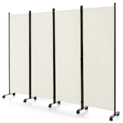 Costway 4-Panel Folding Room Divider 6FT Rolling Privacy Screen With Lockable Wheels Black/Brown/Grey/White -Baxton Studio Shop GUEST 2f014819 7cdc 4431 b7c5 be5b06bfaba1