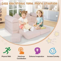 Infans Kids Modular Play Couch Play Set W/ Suede Fabric Cover High-Density Foam -Baxton Studio Shop GUEST 2f020a84 0085 4e21 9a17 78a6267e85a5