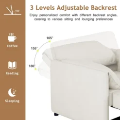 APRILSOUL White Convertible Pull Out Sofa Bed, 3-in-1 Convertible Sleeper Chair, Adjustable Backrest With Thicked Cushions 15 APRILSOUL White Convertible Pull Out Sofa Bed, 3-in-1 Convertible Sleeper Chair, Adjustable Backrest With Thicked Cushions -Baxton Studio Shop GUEST 2f2735d6 11c3 4ac5 82d9 83b16a76cd3f