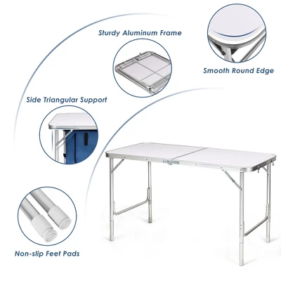 Costway Adjustable Camping Table Aluminum W/ Storage Organizer Grey/Dark Blue 6 Costway Adjustable Camping Table Aluminum W/ Storage Organizer Grey/Dark Blue - Image 6
