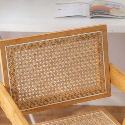 Costway Set Of 2 Rattan Accent Chairs Mid Century Dining Armchair Bamboo Frame Kitchen 9 Costway Set Of 2 Rattan Accent Chairs Mid Century Dining Armchair Bamboo Frame Kitchen - Image 9