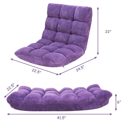 Costway Adjustable 14-Position Floor Chair Folding Gaming Sofa Chair Cushioned Purple 1 Costway Adjustable 14-Position Floor Chair Folding Gaming Sofa Chair Cushioned Purple