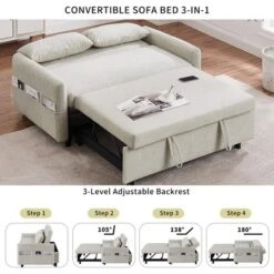 Pull-out Sleeper Sofa Bed, Convertible Loveseat Sofa Couch With Adjsutable Backrest, Two Throw Pillows And USB Ports -ModernLuxe -Baxton Studio Shop GUEST 2f479e84 b947 4814 832a 82583ca22a4d