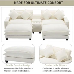 111" Sectional Sofa With 2 Removable Ottoman, Chenille Upholstered Sofa With 2 USB Ports, 2 Cup Holders And Large Storage Box 4A - ModernLuxe 21 111" Sectional Sofa With 2 Removable Ottoman, Chenille Upholstered Sofa With 2 USB Ports, 2 Cup Holders And Large Storage Box 4A - ModernLuxe -Baxton Studio Shop GUEST 2f5fc23c c647 48a8 8c97 8f8e6973f7f4