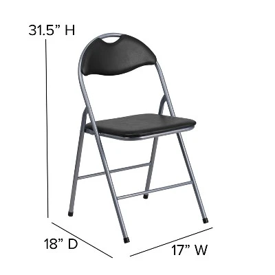 Emma And Oliver 2 Pack Black Vinyl Metal Folding Chair With Carrying Handle 3 Emma And Oliver 2 Pack Black Vinyl Metal Folding Chair With Carrying Handle - Image 3