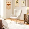 Yaheetech Boucle Accent Chair With Wood-tone Metal Legs Ivory