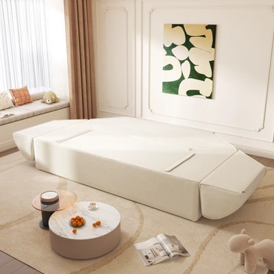 MYINDA 3-in-1 Convertible Sofa Bed, Deep Seat Couch - 3-Seater Sofa, Sparkling Chenille Chaise Lounge For Living Room, Studio,Office 10 MYINDA 3-in-1 Convertible Sofa Bed, Deep Seat Couch - 3-Seater Sofa, Sparkling Chenille Chaise Lounge For Living Room, Studio,Office - Image 10