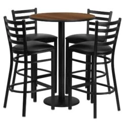 Flash Furniture 30'' Round Laminate Table Set With Round Base And 4 Ladder Back Metal Barstools -Baxton Studio Shop GUEST 2fb317b6 2529 471c 8cbd 76f316651fad