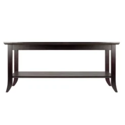 Winsome Genoa Coffee Table Glass Top Espresso: Rectangular Living Room Table With Fixed Shelf