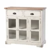 3 Door/2 Drawer Shabby Chic Window Pane Cabinet Antique White/Natural - StyleCraft