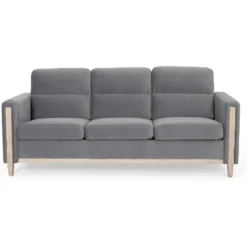 Acekool Modern Upholstered 3-Seater Sofa, Loveseat With Side Pocket, Wood Frame, For Living Room, Bedroom, Office, Gray -Baxton Studio Shop GUEST 2ff44d90 4d06 4116 a2e7 a552fdbb3936