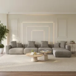 Modular Sectional Sofa Couch,L Shaped 181.1inch 5 Seater Couch,Corduroy 4 Seater With Ottoman Couches With 6 Pillows For Living Room -Baxton Studio Shop GUEST 300247d7 60bb 4ccd 835c 82dd8e65bf76