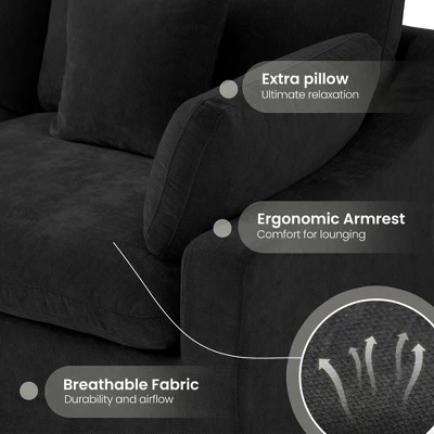 Cloud Couch Modular Sectional Sofa,156" L Shaped Couch, Oversized Down Filled Convertible Wide Seater,4 Seater With Ottoman For Living Room Set 2 Cloud Couch Modular Sectional Sofa,156" L Shaped Couch, Oversized Down Filled Convertible Wide Seater,4 Seater With Ottoman For Living Room Set - Image 2