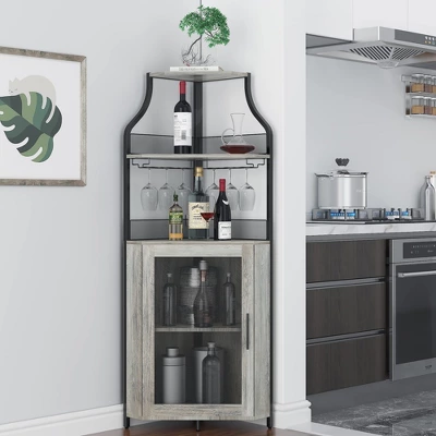 GustoWave 61'' Tall Corner Wine Bar Cabinet With Adjustable Shelves, 5-Tier Industrial Bar Cabinet With Glass Holder, Bar With Mesh Door 11 GustoWave 61'' Tall Corner Wine Bar Cabinet With Adjustable Shelves, 5-Tier Industrial Bar Cabinet With Glass Holder, Bar With Mesh Door - Image 11