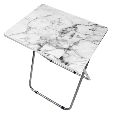 Home Basics Marble Multi-Purpose Foldable Table, Grey/White 1 Home Basics Marble Multi-Purpose Foldable Table, Grey/White