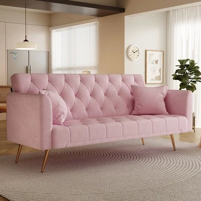 71" Adjustable Backrest Sofa Bed, Velvet Fabric Living Room Sofa Couch, Folding Bed With Sturdy Metal Legs,Modern Upholstered Sleeper Couch 1 71" Adjustable Backrest Sofa Bed, Velvet Fabric Living Room Sofa Couch, Folding Bed With Sturdy Metal Legs,Modern Upholstered Sleeper Couch