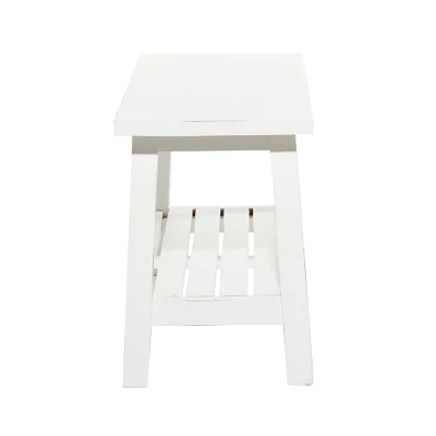 Farmhouse Solid Wood Bench White - Olivia & May 5 Farmhouse Solid Wood Bench White - Olivia & May - Image 5