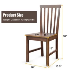 Costway 4 PCS Dining Chair Kitchen Spindle Back Side Chair With Solid Wooden Leg