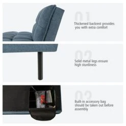 Costway Modern Convertible Futon Sofa Bed Linen Fabric Folding Couch Recliner GreyAquamarineBlue -Baxton Studio Shop GUEST 307ab04c 8480 4838 92e1 62a801e8a1d6