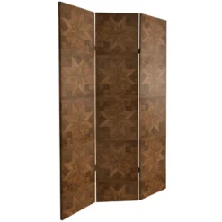 6" Double Sided Walnut Wood Pattern Canvas Room Divider Brown - Oriental Furniture -Baxton Studio Shop GUEST 30a60be4 9d11 4227 9d1c 3c4600ecf702