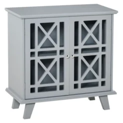 HOMCOM Wood Accent Sideboard Buffet Serveing Storage Cabinet With Fretwork Doors And Elevated Base, Gray 7 HOMCOM Wood Accent Sideboard Buffet Serveing Storage Cabinet With Fretwork Doors And Elevated Base, Gray -Baxton Studio Shop GUEST 30af9bc5 2ca3 4336 a893 8521440fdf7c