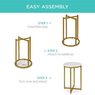 Best Choice Products 16in Faux Marble Modern Round Living Room Accent Side Table W/ Metal Frame 5 Best Choice Products 16in Faux Marble Modern Round Living Room Accent Side Table W/ Metal Frame - Image 5