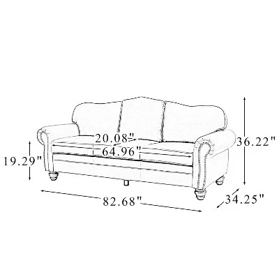 Gracia 81" Transitional Wide Sofa With Removable Cushions And Nailhead Trim For Living Room And Bedroom | ARTFUL LIVING DESIGN 9 Gracia 81" Transitional Wide Sofa With Removable Cushions And Nailhead Trim For Living Room And Bedroom | ARTFUL LIVING DESIGN - Image 9